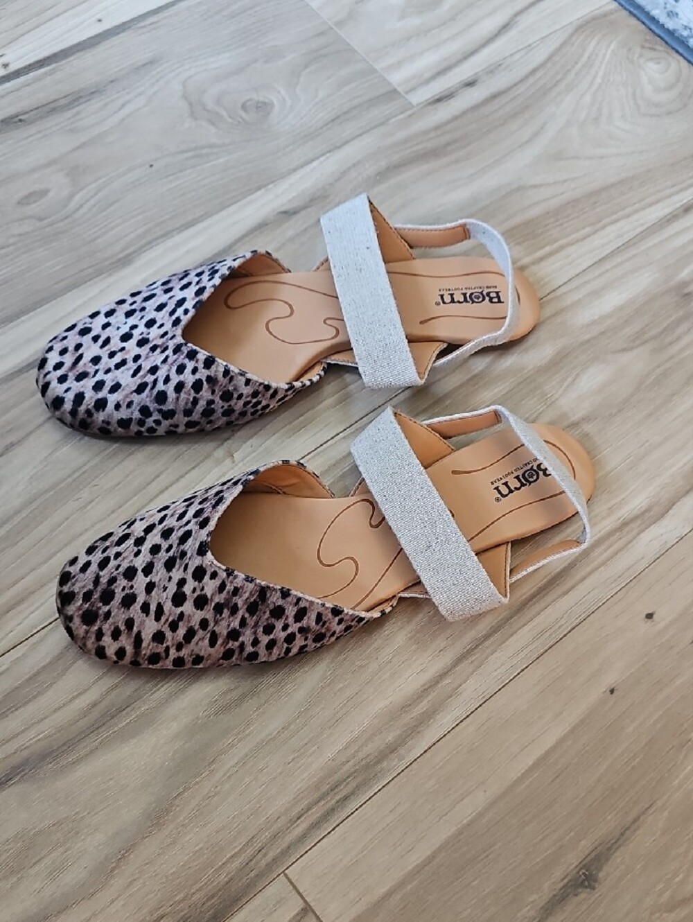 Born Tan & Black Leopard Print Slingback Flats with Neutral Strap - Picture 2 of 6